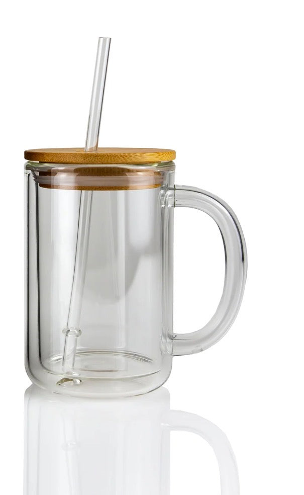 15oz (Glass) mug w/snow globe handle !