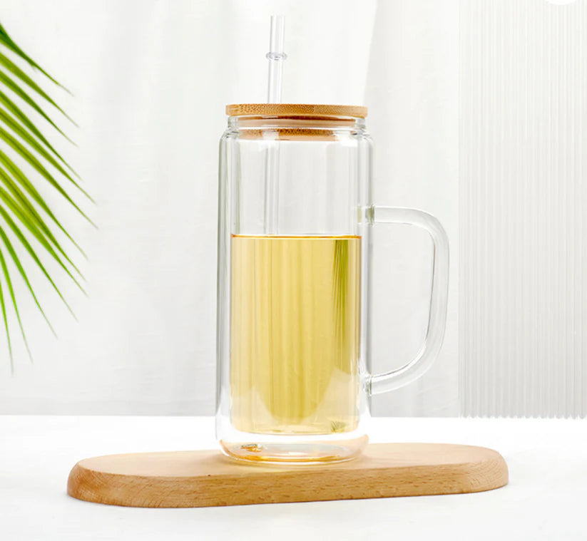 Snow Globe Glass Tumbler with Handle