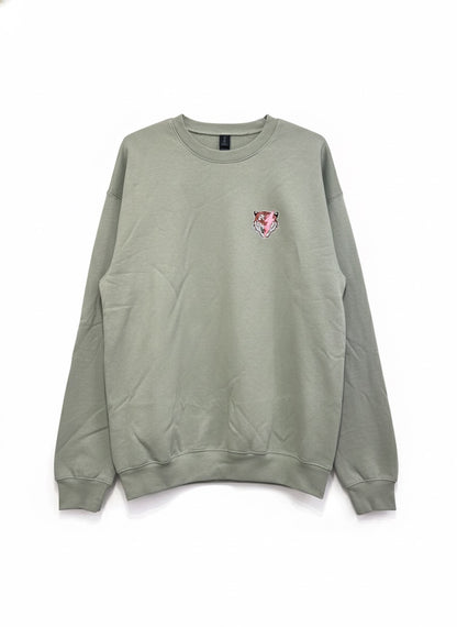 Wild Rose Tiger Crewneck Sweatshirt – Sage Green | Unisex Oversized Pullover